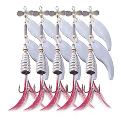 Señuelo de pesca de Metal de 13g y 9cm, cebo giratorio de doble lentejuelas, aparejos de pesca, cebo duro giratorio con gancho de plumas