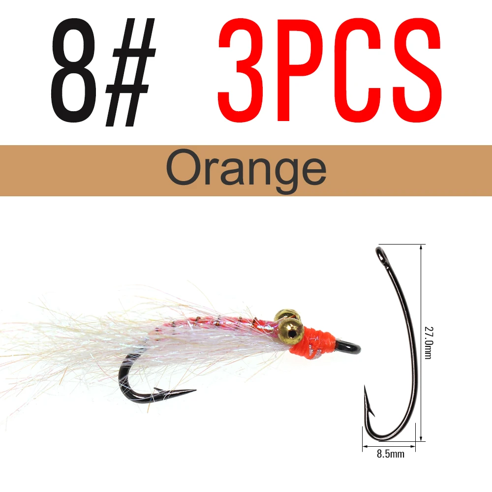 3pcs Orange Size 8