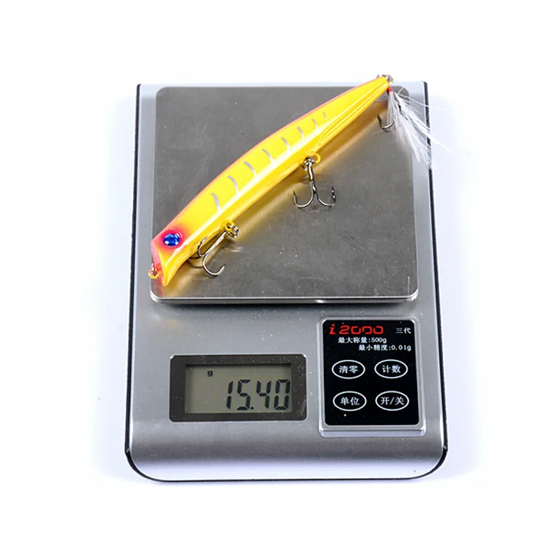 Señuelo de pesca popper flotante, wobblers, cebos para pececillos, 12,8 cm/15,4g isca, cebo duro artificial, ojos 3D, anzuelo triple, Crankbait, 1 ud. - imagen 5