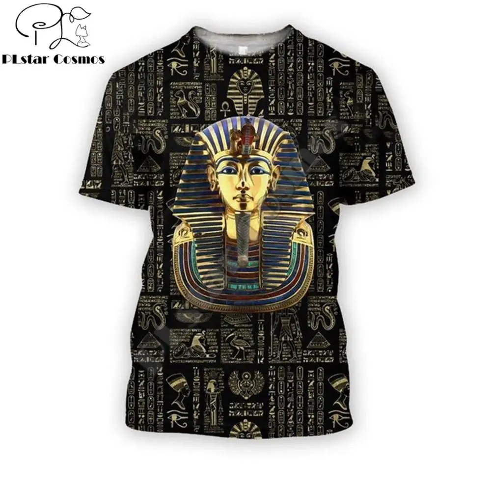 Camiseta con estampado 3D de símbolos de Ojo de Horus y Dios egipcio para hombre, camisa de manga corta a la moda Harajuku, camiseta informal Unisex de verano - imagen 2