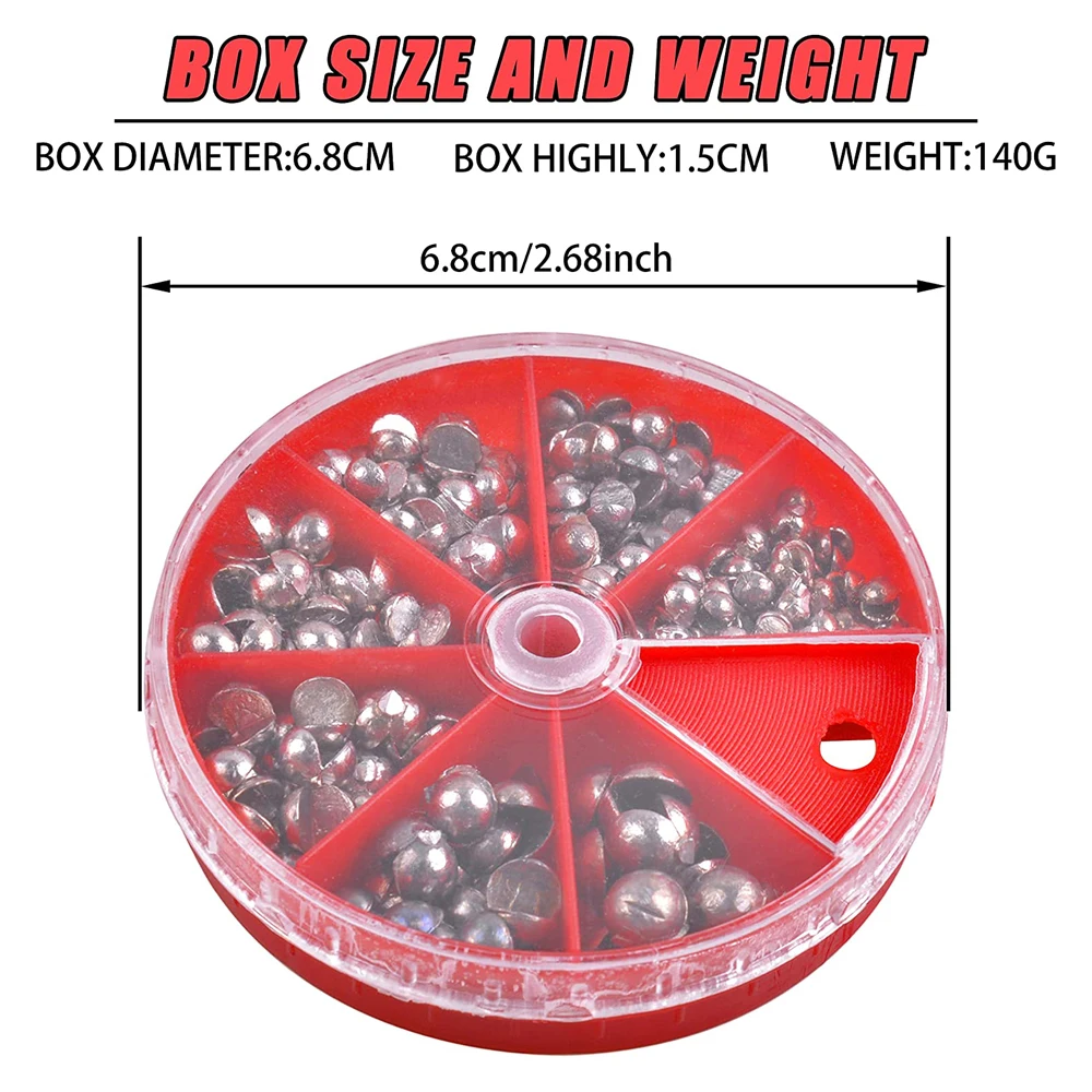 Juego de pesas de pesca de tiro dividido, Conjunto de pesas de pesca extraíbles, surtido de aparejos de pesca de 7 tamaños, 197 Uds. - imagen 5