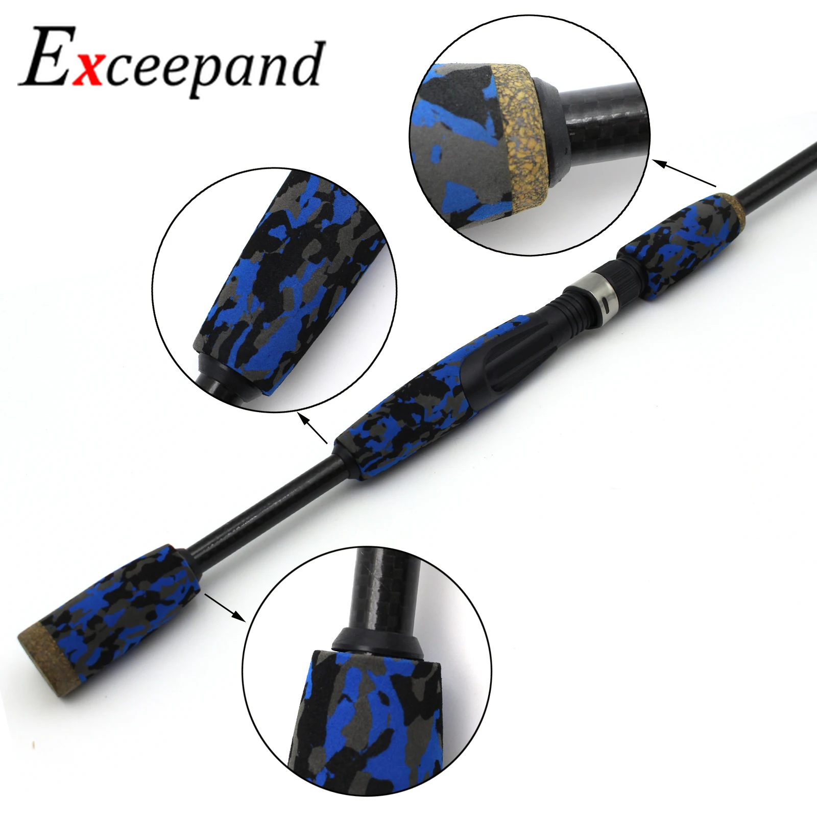 Exceepand-asiento de carrete Similar a IPS, mango de caña de EVA de camuflaje azul, agarre de caña de pescar giratoria, reparación de componentes de poste ultraligero dividido, 16 # - imagen 4