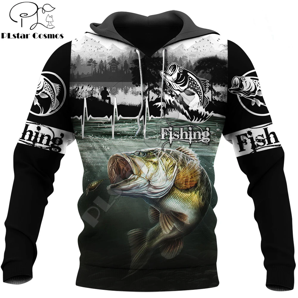 Sudadera con capucha de animales de pesca recreativa con estampado 3D, sudadera Harajuku, ropa de calle, sudaderas con capucha, chaqueta informal Unisex, chándales KJ098