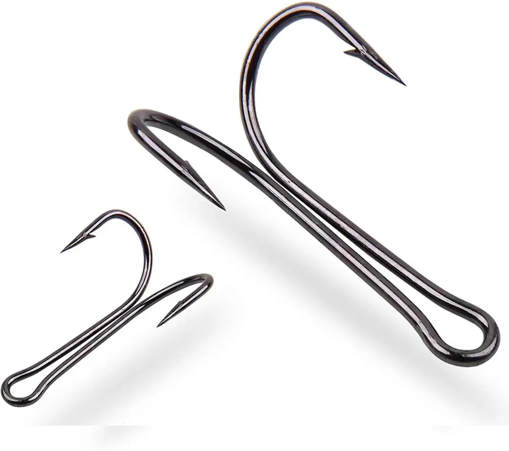 Kit de anzuelos de pesca dobles clásicos, 30 unids/caja, anzuelos de rana, atado de moscas, afilados, de caña abierta - imagen 3