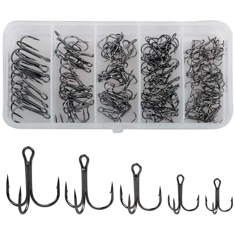 120 unids/caja Kit de anzuelos de pesca triples anzuelos triples para cebo duro Artificial lubina trucha agua salada anzuelos de pesca triples