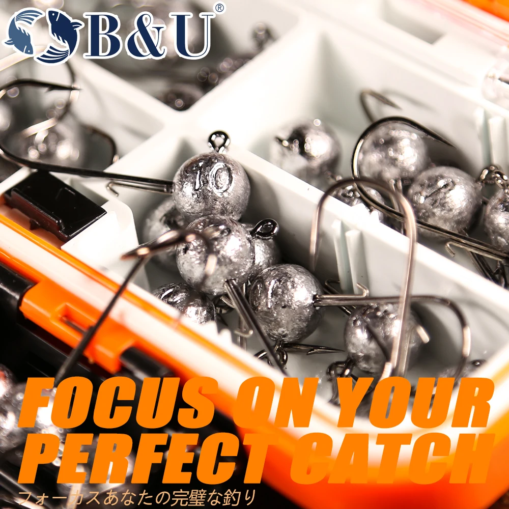 Anzuelo de cabeza B & U NED de 2g-14g, anzuelo de cabeza de plantilla de bola redonda de todos los tamaños, anzuelos secundarios de vástago largo sin malezas para pesca de gusanos blandos - imagen 3