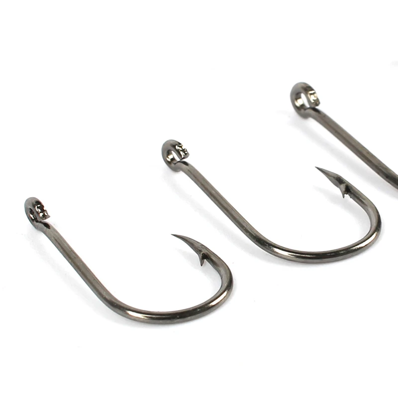100 unidades de anzuelos de alta calidad con agujeros para cebo blando, pesca en mar, pesca de agua dulce, ganchos de acero con alto contenido de carbono, perforados Ca - imagen 3