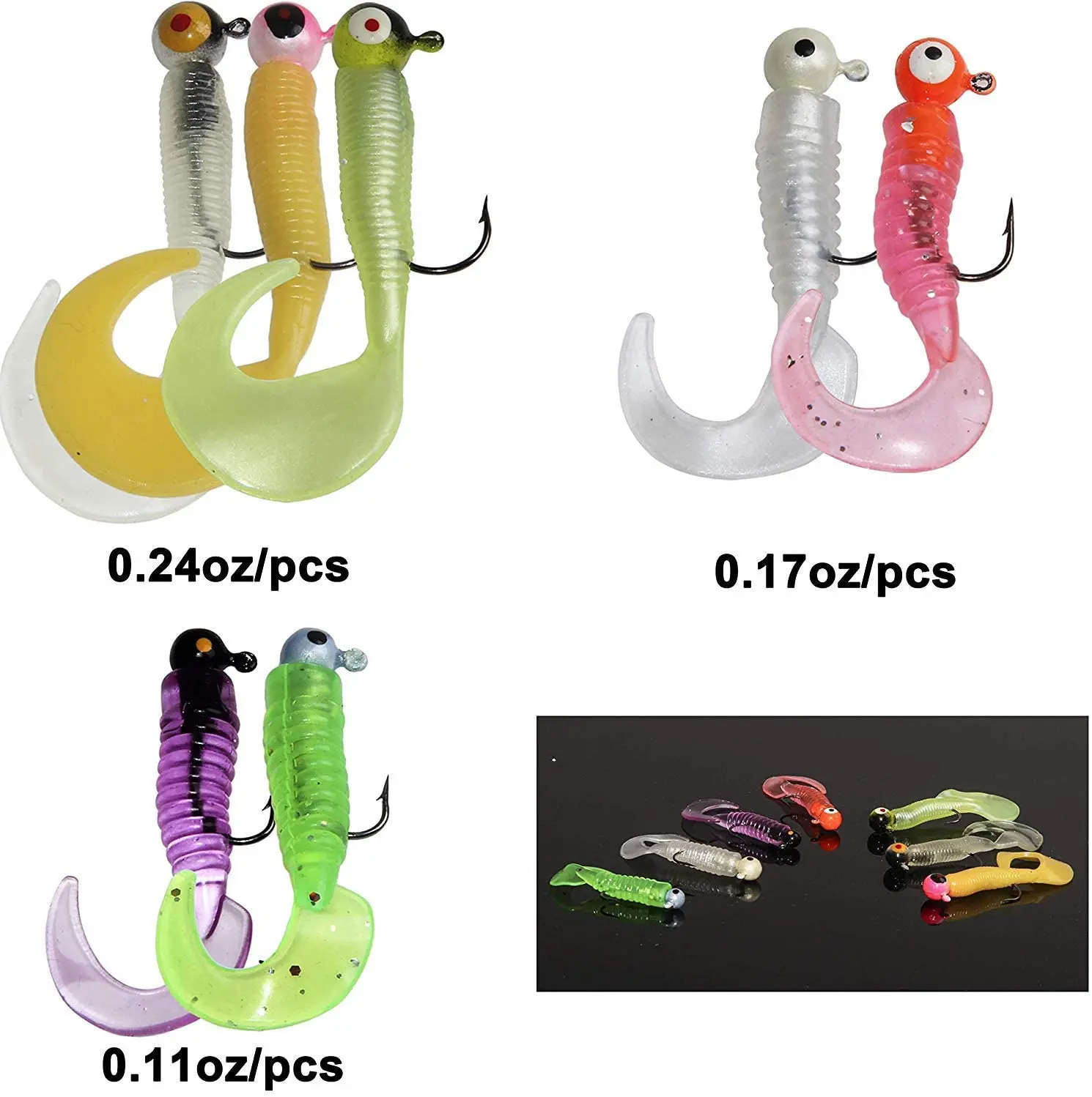 Kit aparejos lubina y trucha – Anzuelos tubo, plomos y vinilos - imagen 4