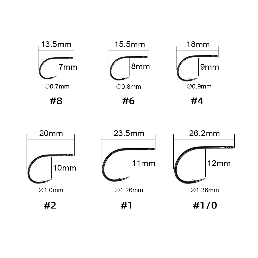 ICERIO 30 Uds 1X gancho Streamer de vástago corto para atar el cambiador de juego Finesse remolque y ganchos de moscas de tubo amplia espacio - imagen 3