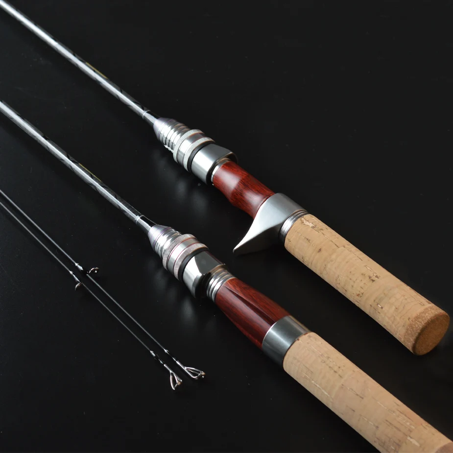 Caña de pescar giratoria de carbono de 1,8 m, diseño de madera roja de fundición, 1-5g/2-7g de potencia UL L, 2 puntas de caña, 2 secciones, aparejos de caña de señuelo ultraligeros - imagen 4