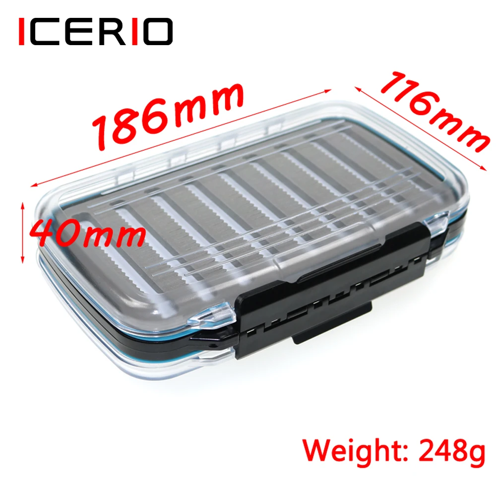 ICERIO-caja de pesca con mosca de doble cara, espuma con hendidura, impermeable, 186mm x 116mm x 40mm, ninfa, moscas húmedas y secas, aparejos de pesca con mosca, 1 pieza - imagen 3