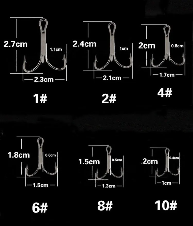 Anzuelo triple de pesca, anzuelos afilados de ancla reforzada para señuelos artificiales de cuchara 2 #   4 #   6 #   8 #   10 #   Lote 5 piezas VENTA - imagen 2