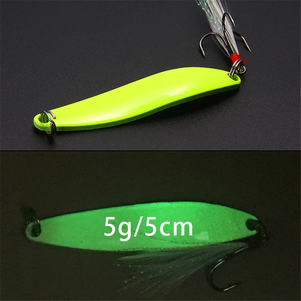 1 Uds 5g 7g 10g 13g Metal luminoso trucha cuchara de señuelo de pesca cebo duro ganchos agudos lentejuelas Wobbler Artificial Isca de pesca - imagen 3