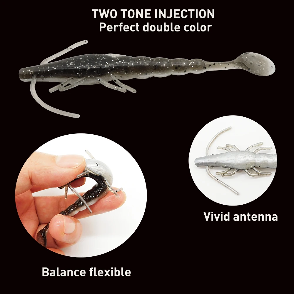 ESFISHING cebos de silicona suave camarones Shad 100mm 6 uds Crankbait para lubina Lucio bagre Pesca señuelo de Pesca - imagen 4