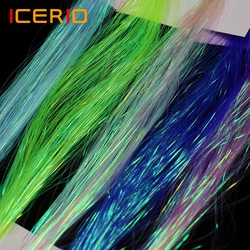 ICERIO-hebras de Flash corrugado de piel de pez arcoíris, materiales sintéticos de atado de moscas, brillo N 'Glow, Flashbou iridiscente, 0,2mm