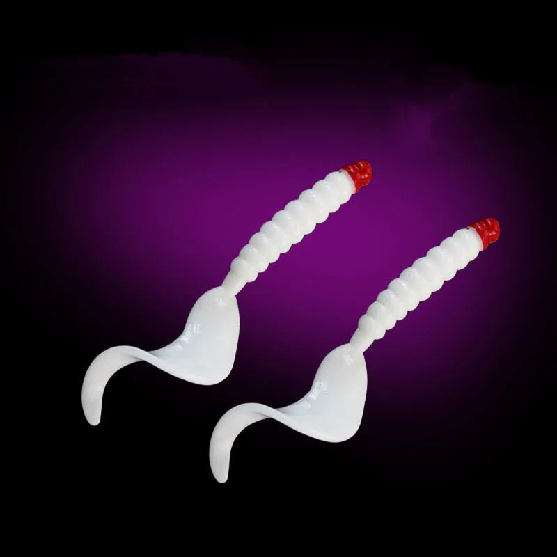 Señuelo de cebo blando de pesca, cabeza roja, rosca de tornillo, cola de hoz larga, larva, 3,5 cm/5cm/6,5 cm, señuelos artificiales, lote de 6 piezas - imagen 2