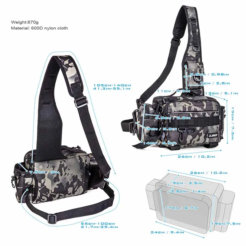 Bolso Watist de camuflaje táctico, bolsa Diagonal Luya para hombro, equipo de Deportes Militares al aire libre, bolsa de cinturón de pesca de nailon resistente al agua X602G - imagen 5