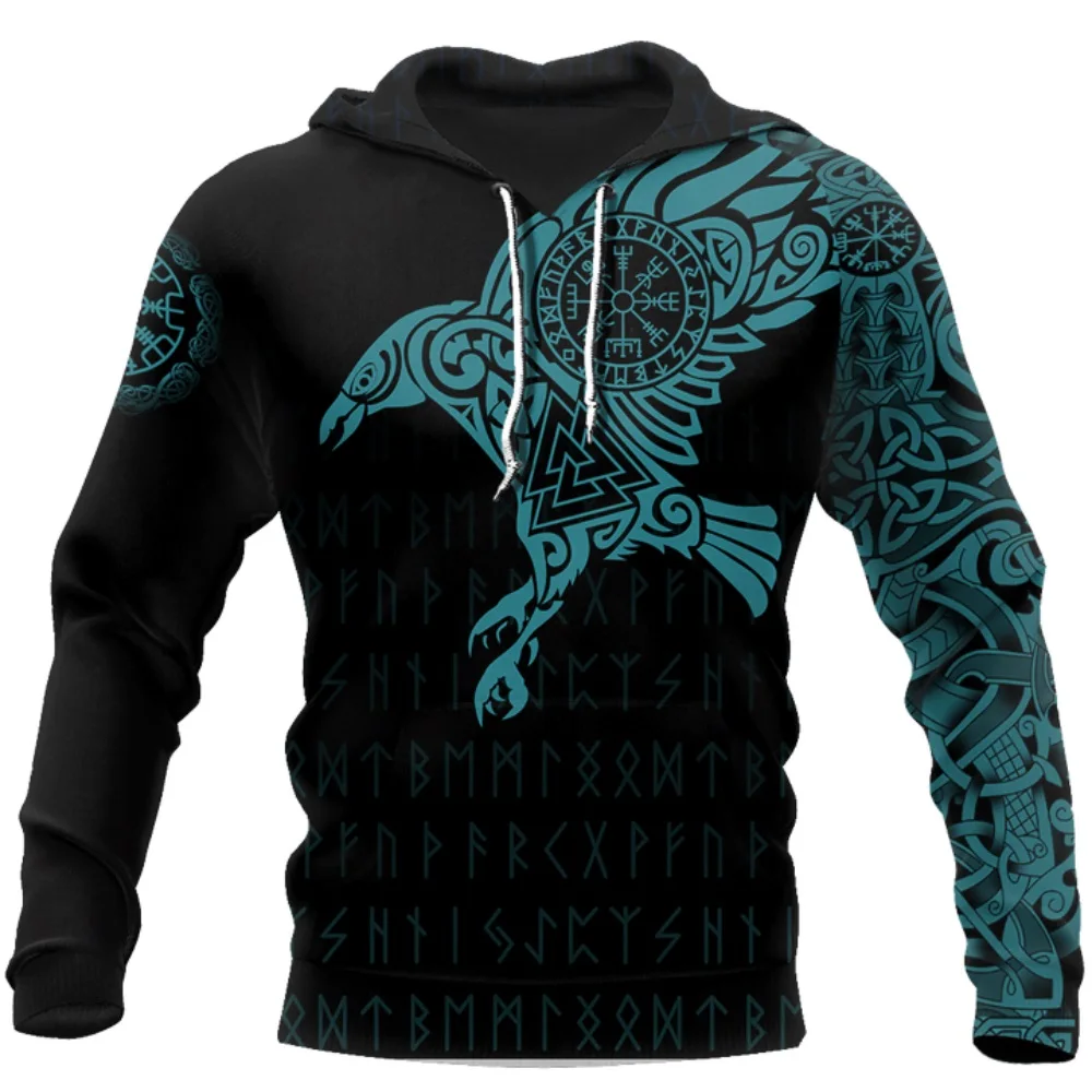 Raven of Tattoo-sudaderas con estampado 3D para hombre, Sudadera con capucha Retro Harajuku a la moda, ropa de calle informal con capucha de otoño - imagen 5