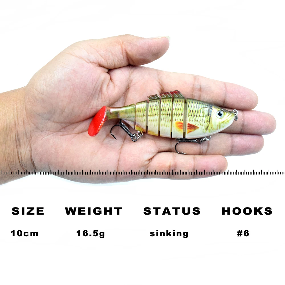 CCLTBA-Señuelos de Pesca multiarticulados, 10cm, 16,5g, cebo Shad que se hunde, Wobbler, duro, Swimbait, aparejos de pesca, señuelo de lubina - imagen 3