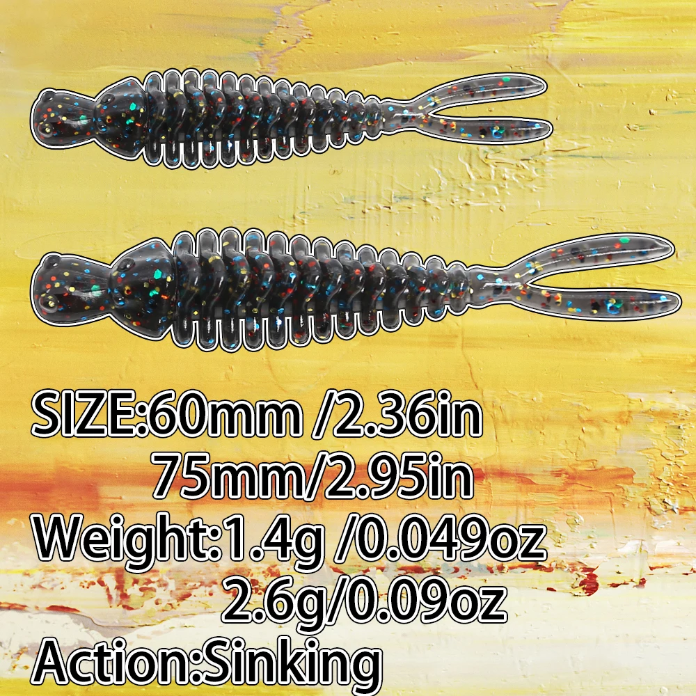 B & U-SEÑUELOS blandos de Larva para pesca, cebo Artificial de 60mm, gusano de pesca de silicona, Lucio, pececillo, Swimbait, Jigging, cebos de plástico - imagen 2