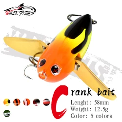 WALK FISH-Cebo artificial flotante con Wobbler de hoja, señuelo de pesca, aparejos de pesca, Metal, Popper, 58mm, 12,5G