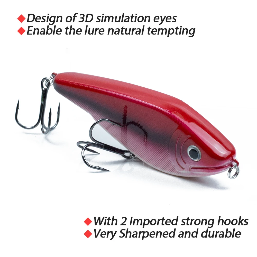 Hanlin-Señuelos de Pesca de lubina de hundimiento lento, aparejos de pesca de agua dulce, Jerkbait musky pike slider, 120MM, 52G - imagen 4