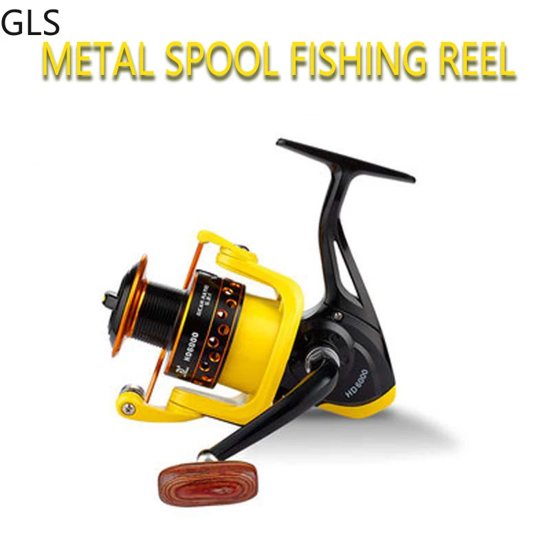 Carretes de pesca de agua dulce para zurdos/diestros, carrete de Metal completo con mango de madera, serie HD, 5,1: 1/5, 2:1 - imagen 5