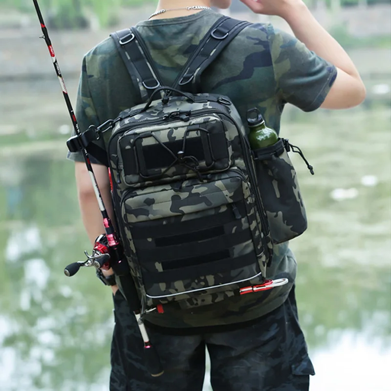 Mochila para Señuelos de Pesca, bolsa de pecho para escalada al aire libre, bolso de hombro militar para deporte, Camping, Molle, caja de pesca del ejército, bolsa para caña XA36 ++ G - imagen 3