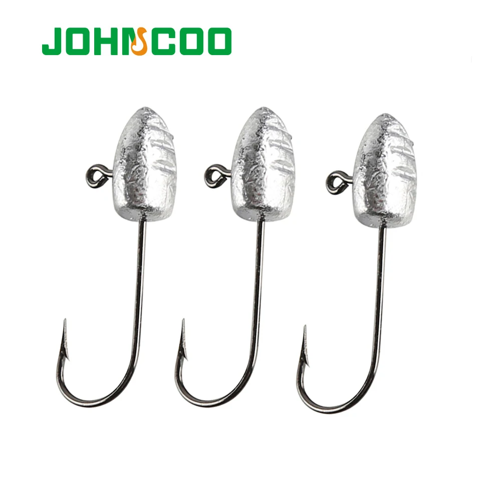 JOHNCOO, 10 Uds., anzuelo con cabeza de anzuelo expuesto, anzuelos de pesca 2g 3g 5g, anzuelo de cebo suave, anzuelo de mujer, anzuelo de jigging ligero - imagen 4