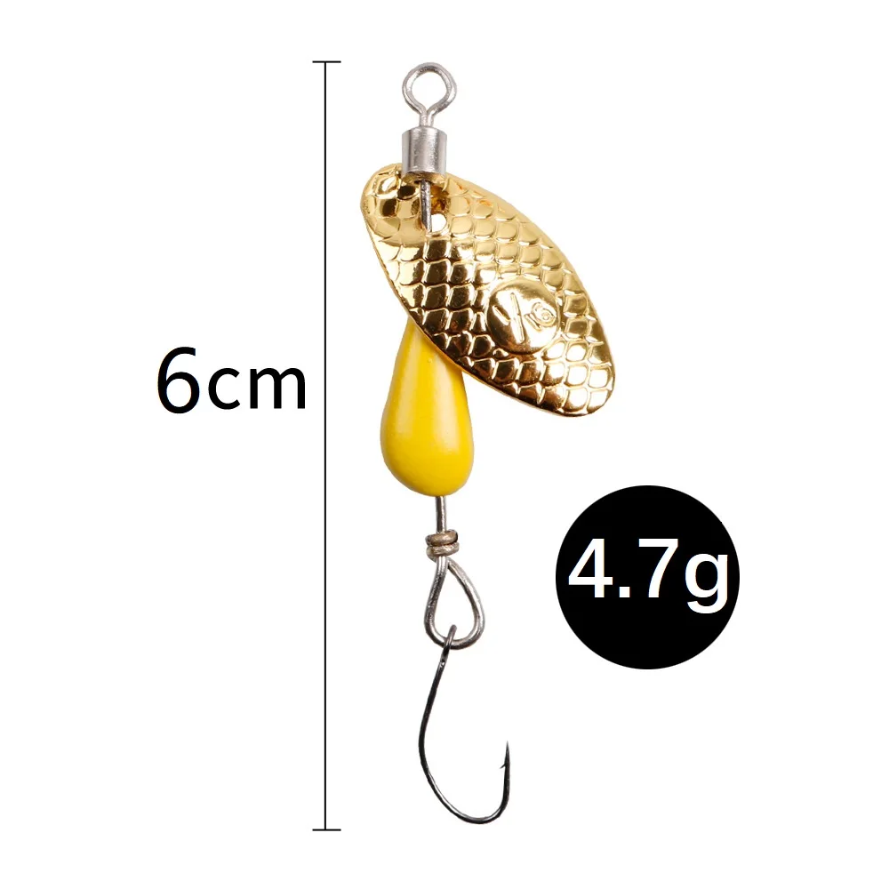 Señuelo giratorio de Metal Artificial para Pesca, cebo giratorio con lentejuelas de 5,5 cm/2,8g, Wobblers de un solo gancho, perca para trucha y lubina, 1 a 5 unidades - imagen 5