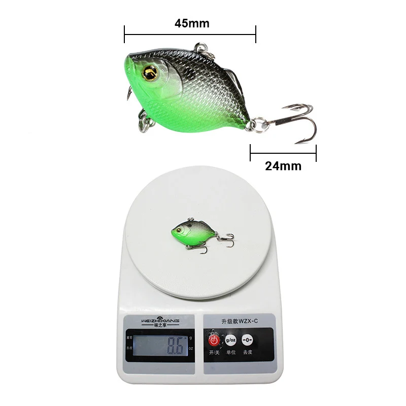 Señuelos de plástico VIB de 4,5 cm y 8,5g, cebo de cuchara con vibraciones vívidas, cebo de pesca de lubina Artificial, Cicada duro de cebo, cebo VIB, ojos 3D