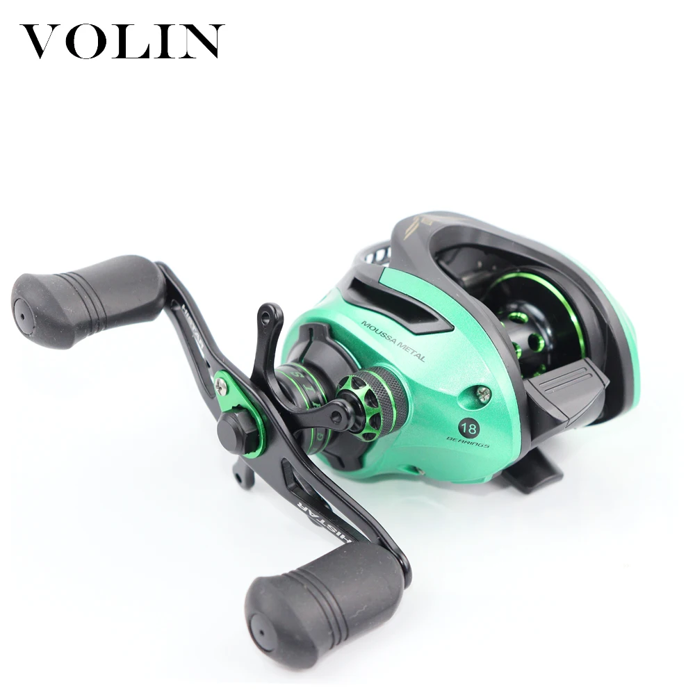 Volin-carrete de pesca de Baitcasting, sistema de frenado magnético y centrífugo, 6,3: 1, carrete de aluminio para caña de pescar para trucha - imagen 3