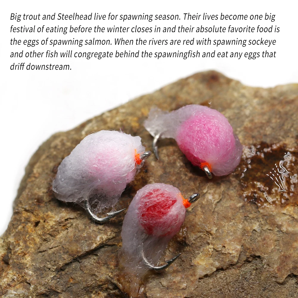 ICERIO-Mosca de huevo de leche de 8 piezas, Mosca de mimbre, huevo de salmón, ninfa, mosca húmeda para trucha, gris, Char, pesca con mosca, Lures12 # - imagen 4