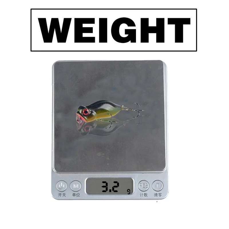 Señuelo de Pesca de rana Popper, 40mm, 3,2g, Crankbait duro para lubina, Wobblers de plástico, Mini señuelo de Pesca Artificial, 1 unidad - imagen 5