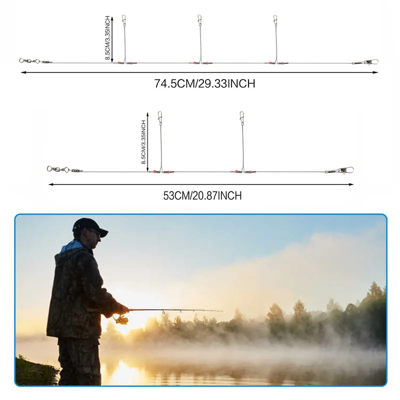 36 piezas de líder de pesca de agua salada 2rd 3rd, líder de alambre de teel inoxidable antibobinado con línea de guía giratoria a presión, aparejo de pesca de Surf - imagen 3