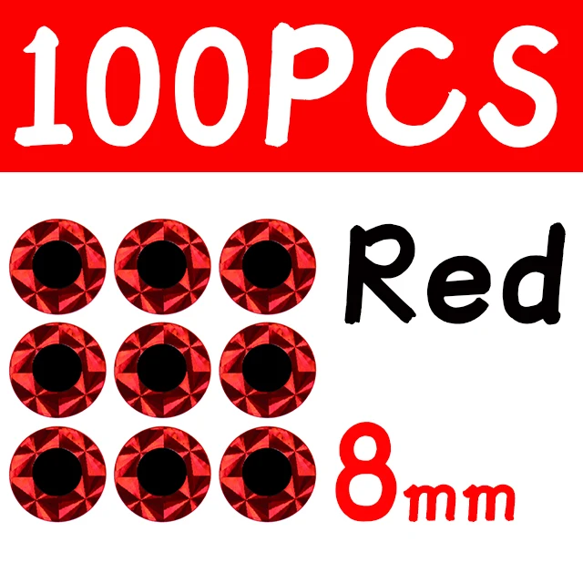 100pcs 8mm Red