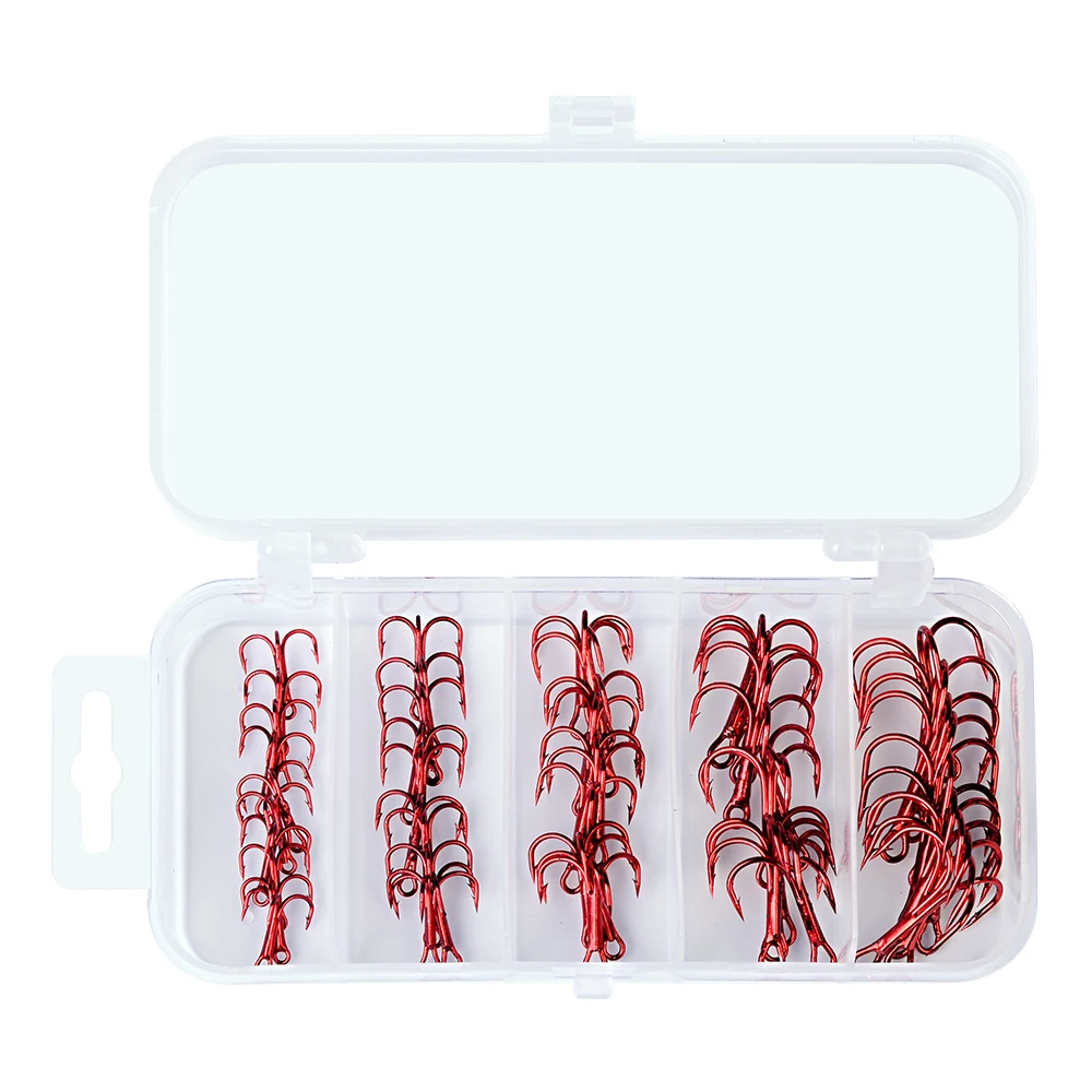 Anzuelos de pesca de agua salada de alta calidad, aparejos de pesca, anzuelos triples, accesorios de pesca 2 #/4 #/6 #/8 # cada 10 piezas, 50 unids/lote por caja - imagen 4