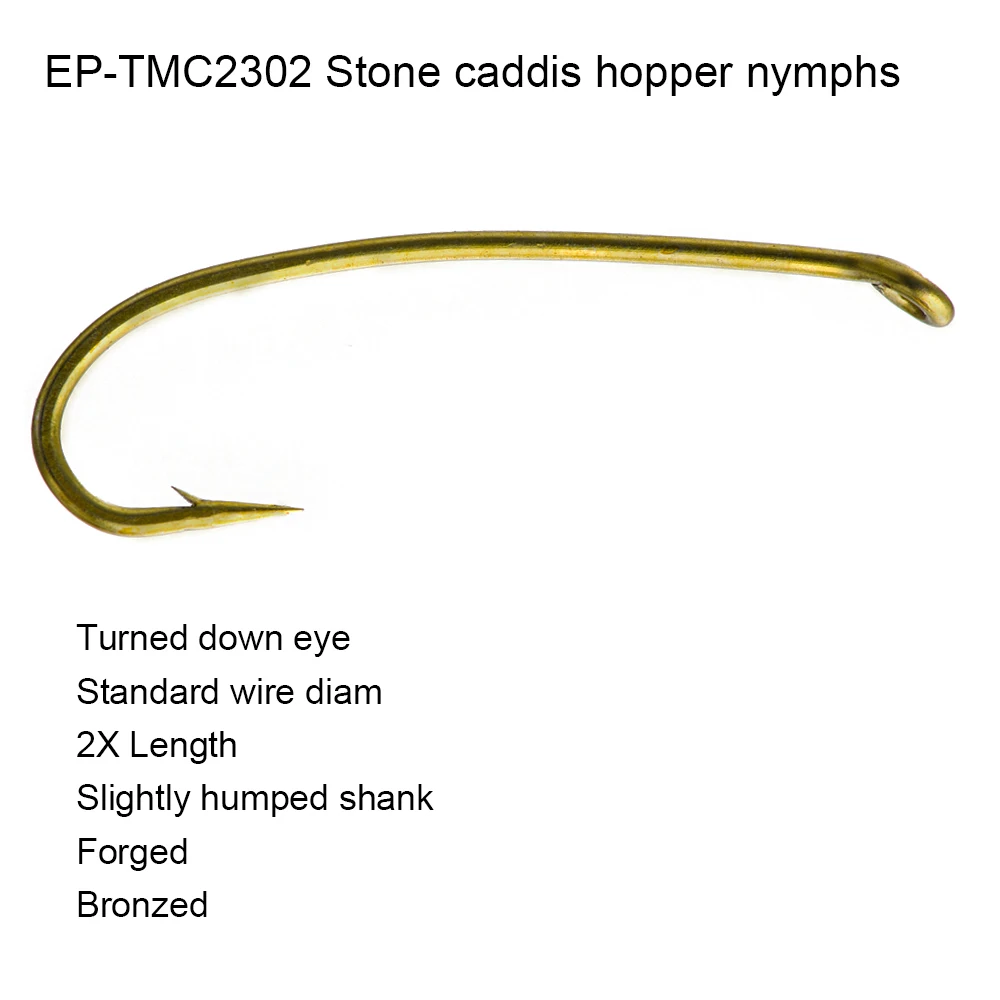 Eupheng 100 Uds Caddis Hopper moscas Stoneflies ninfas anzuelo de pesca con mosca Color bronce la mejor calidad anzuelos para atar moscas EP-TMC2302