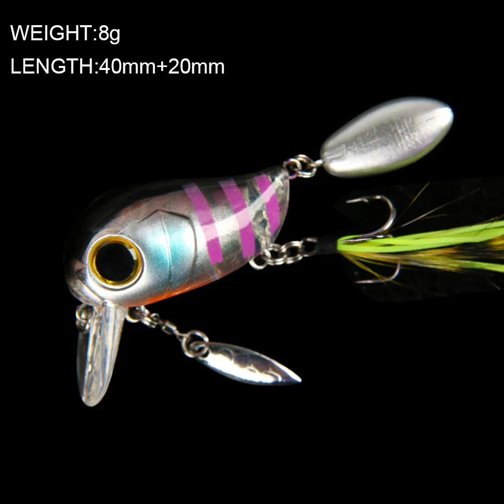 Este señuelo de pesca presenta un diseño compacto con un peso de 3