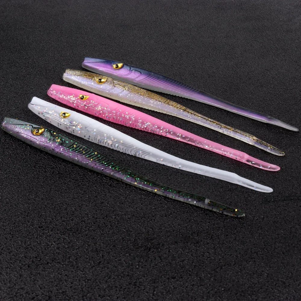 6 uds señuelo de pesca suave 130mm 3,8g cebo Artificial aparejos de pesca gusanos de buena calidad Shad Anguila aparejos de pesca de lubina - imagen 3