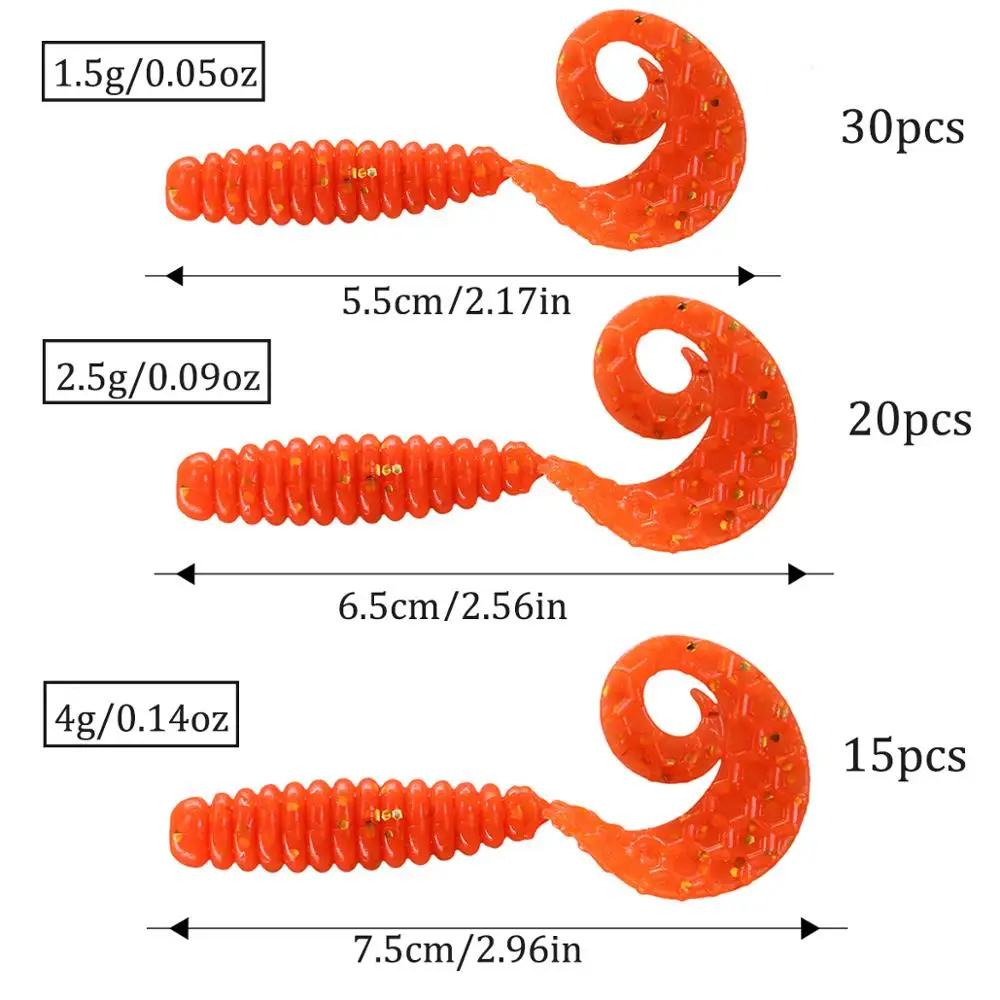 THKFISH 20 piezas 65mm señuelo suave de pesca Artificial de silicona suave cebo de gusano Jigging Wobbler larva cebos para pesca de trucha lubina - imagen 3
