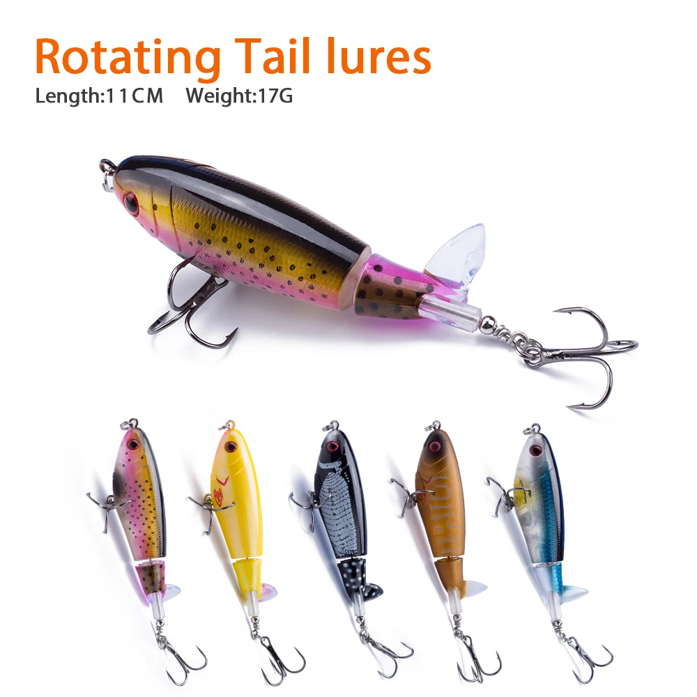 Hanlin-señuelo de pesca Whopper Plopper, 1 piezas, 11cm/17g, cebo duro giratorio, cola suave, aparejos de pesca de lubina