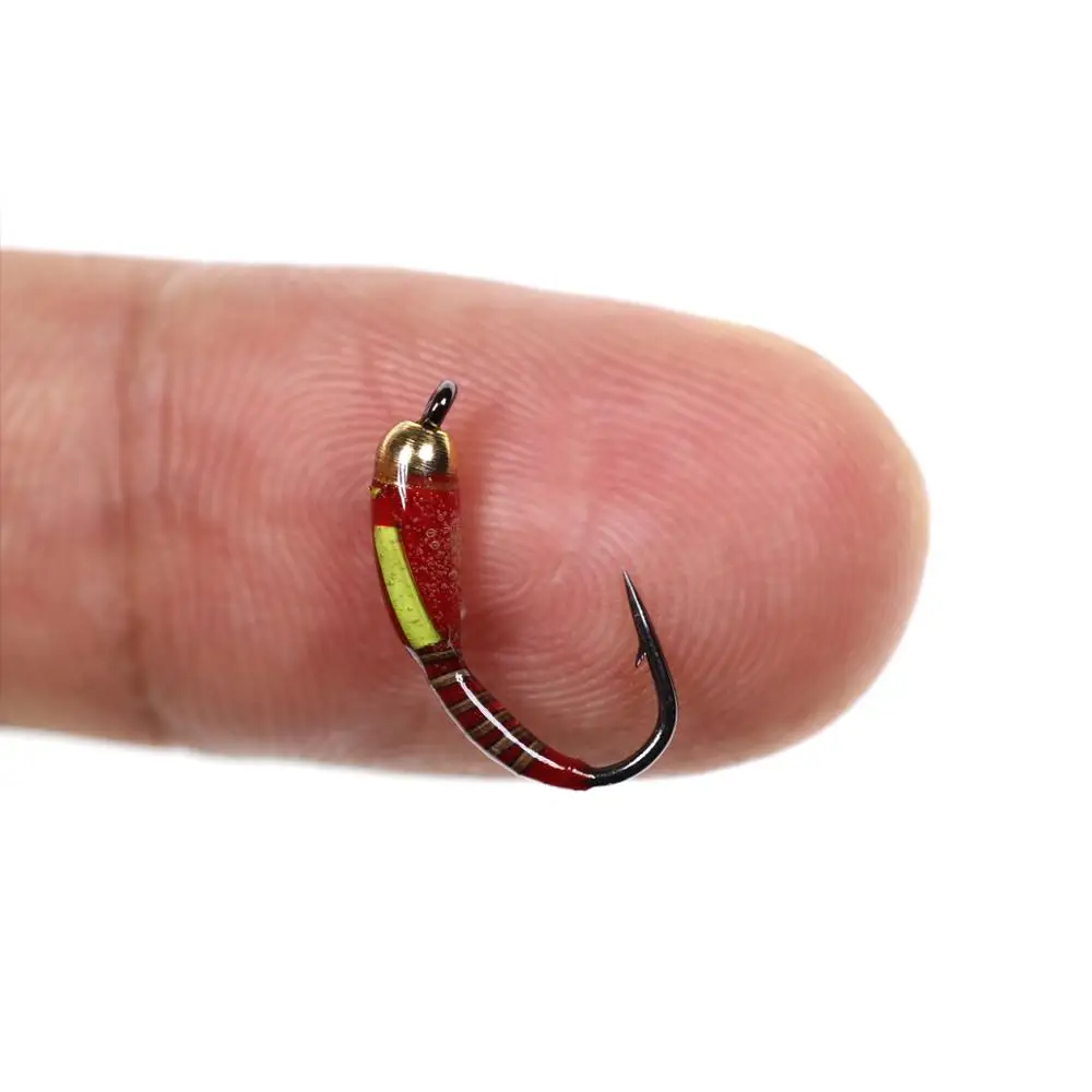 Wifreo-señuelo de pesca con mosca en hielo, señuelo de latón con abalorios, zumbador de pavo real Herl, ninfa, Larvea para trucha, percha, pesca azul, 6 uds. - imagen 4