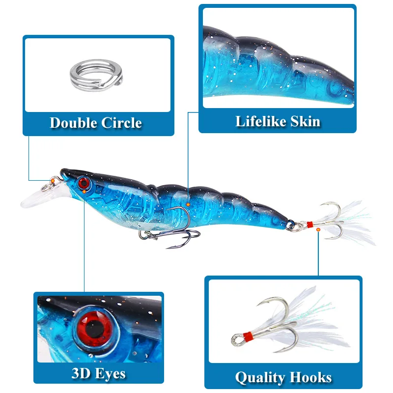 Señuelo de pesca de gambas de ataque completo, 13,6g/9,5 cm, hundimiento de plástico Artificial, perca de camarones, Swimbait Hart, cebo Wobblers, aparejos Leurre - imagen 2