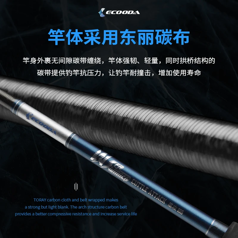 ECOODA-caña de pescar de agua salada, caña de pescar de pulpo de calamar, Spinning/Casting, barco, guías Fuji, 1,65 M/1,85 M, novedad - imagen 3