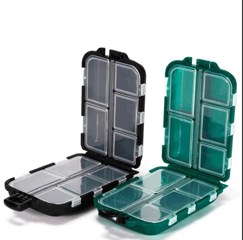 Minicaja de almacenamiento de 1 piezas y 10 compartimentos, caja de aparejos de pesca voladores, cuchara de pesca, gancho, caja de almacenamiento de cebo, accesorios de pesca - imagen 4