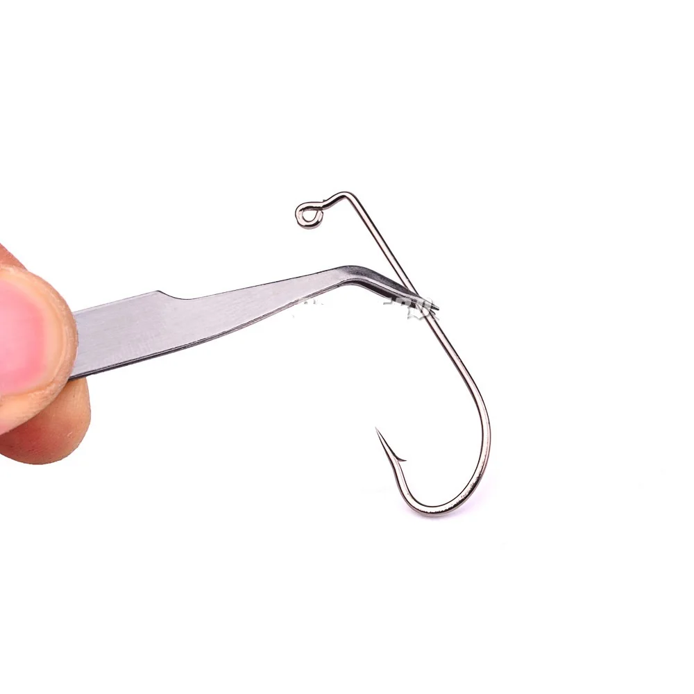 10 unids/lote anzuelo de pesca Jig serie grande anzuelos de manivela Offset acero alto en carbono agua salada lubina anzuelos de gusano aparejos de pesca de carpa - imagen 2