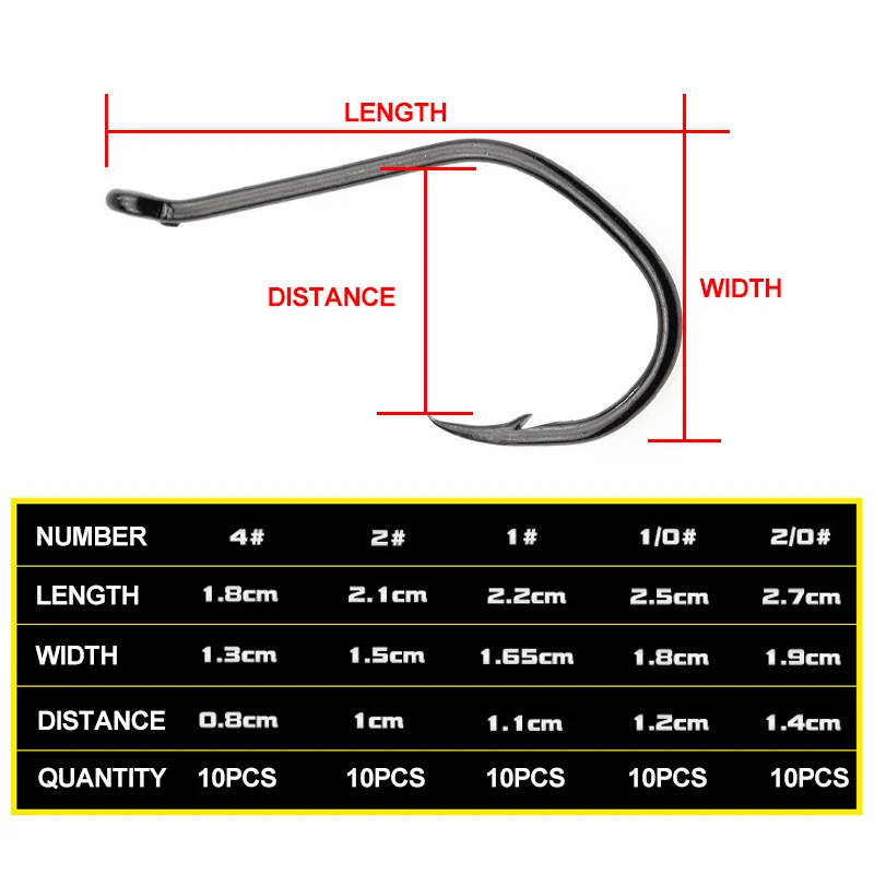 Mosodo-anzuelos de pesca de 50 unids/lote, anzuelos de lubina de gran espacio para Senko, señuelos de gusano #4 #2 #1 1/0 2/0, accesorios de aparejos de pesca - imagen 3