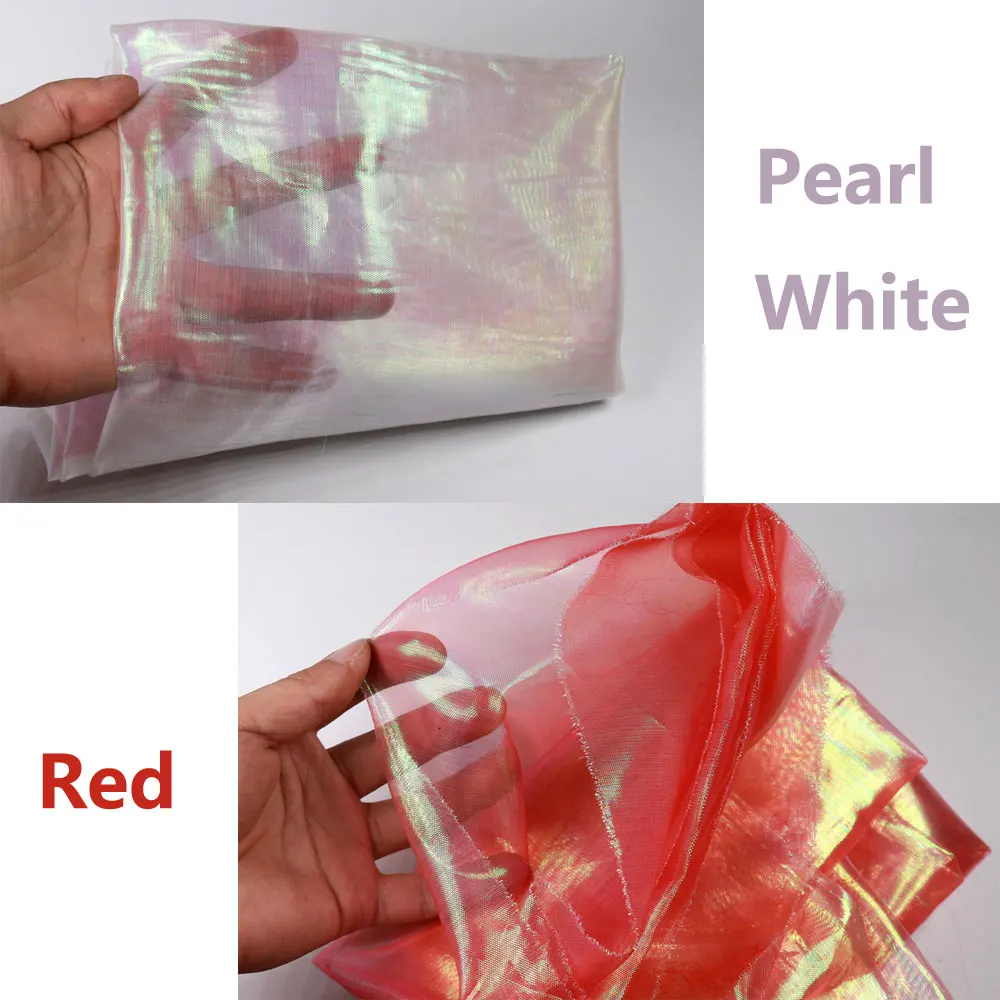 1 bolsa 1MX1,2 M tela de malla DIY nuevo Holo intermitente de cristal para plantilla de calamar perla verde rosa azul amarillo Color azul - imagen 3