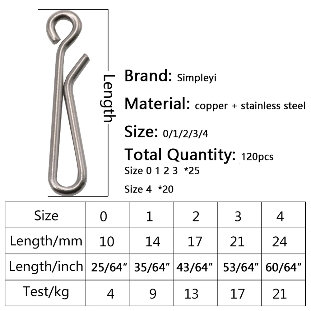 Enganches de acero inoxidable para pesca, enganches de gancho, conector giratorio de enclavamiento, aparejos de pesca, anillo de seguridad - imagen 2